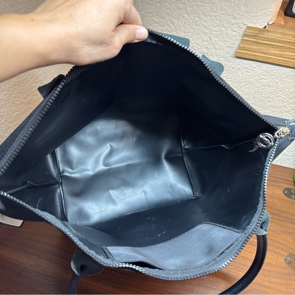 LONGCHAMP Paris Boho Large Tote Handbag In Black Color Made In France - Picture 15 of 16